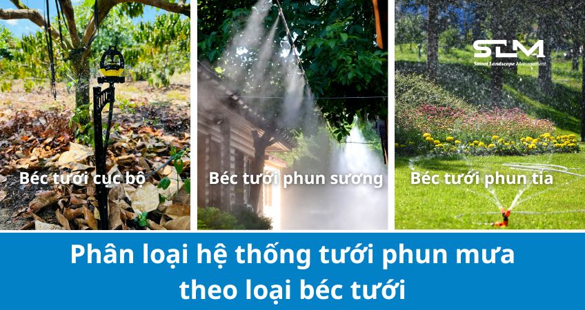 Các loại béc tưới phun dùng trong hệ thống tưới phun mưa